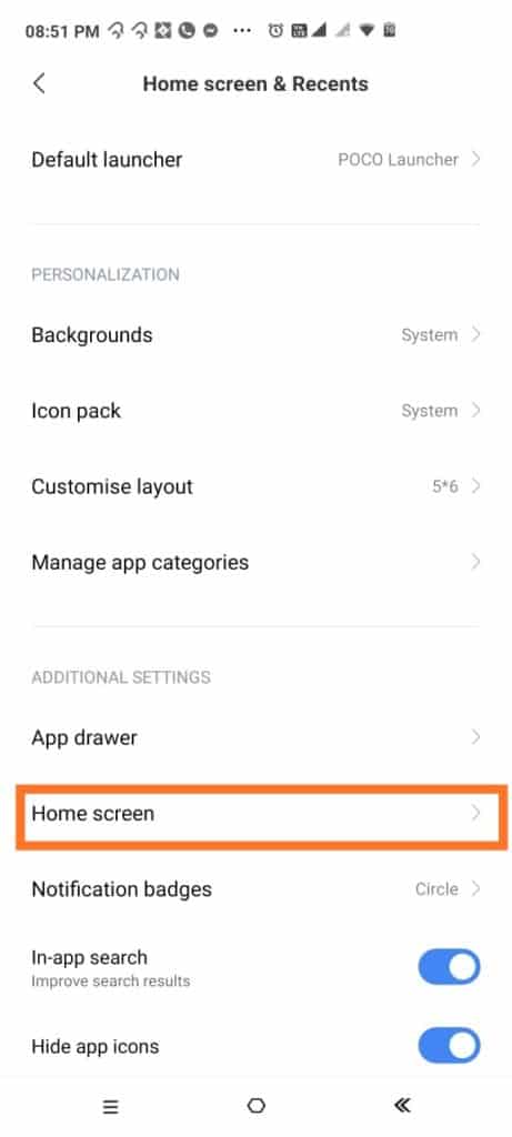 unlock home screen layout in android